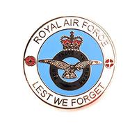 RAF Royal Air Force Crested Lest We Forget Enamel Lapel Pin Badge