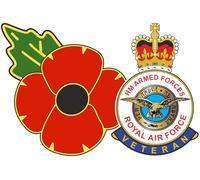 RAF Royal Air Force Veteran Poppy Car Window Sticker - HM Armed Forces - In Support of Veterans Lifeline Charity