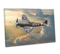RAF Spitfire 'Above Sunset' Wall Art Framed Canvas Print WW2 Picture