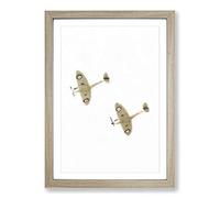 RAF Spitfire Planes Framed Print | A2 Oak Framed Wall Art | Ready to Hang | Modern Nature Picture | Living Room Bedroom Lounge Office