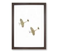 RAF Spitfire Planes Framed Print | A2 Walnut Framed Wall Art | Ready to Hang | Modern Nature Picture | Living Room Bedroom Lounge Office