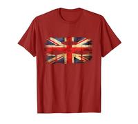 RAF Spitfire WW2 Fighter Aircraft Tarpaulin Airplane Union Jack T-Shirt, Men, Cranberry Red, Large