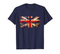 RAF Spitfire WW2 Fighter Aircraft Tarpaulin Airplane Union Jack T-Shirt, Men, Navy Blue, Medium