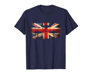 RAF Spitfire WW2 Fighter Aircraft Tarpaulin Airplane Union Jack T-Shirt, Men, Navy Blue, Medium