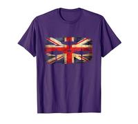 RAF Spitfire WW2 Fighter Aircraft Tarpaulin Airplane Union Jack T-Shirt, Men, Purple, Medium