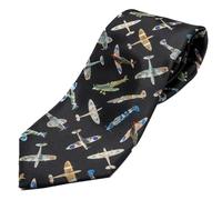 RAF Spitfires on Black Sleeved Polyester Novelty Tie