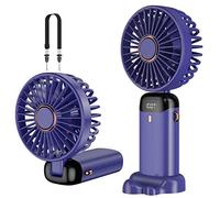 Rafada Handheld Fan, Mini Portable Fan USB Rechargeable, Small Pocket 5 speeds with Lanyard and Base, Built-in 4200mAh Battery Desk Foldable for Office, Outdoor, Home, School, Purple (N15)