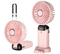 Rafada Handheld Fan, Mini Portable Fan USB Rechargeable, Small Pocket Fan 5 speeds with Lanyard and Base, Built-in 4200mAh Battery USB Desk Fan Foldable for Office, Outdoor, Home, School