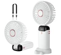 Rafada Mini Portable USB Rechargeable Fan, 5 Speeds with Lanyard and Base, Built-in 4200mAh Battery, Foldable for Office, Outdoor, Home, School