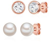 Rafaela Donata Womens Female Sterling Silver Set (earrings 2 pairs) - Rose Gold - One Size