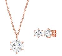 Rafaela Donata Womens Female Sterling Silver Set (Necklace + Earring) - Rose Gold - One Size