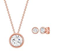 Rafaela Donata Womens Female Sterling Silver Set (Necklace + Earring) - Rose Gold - One Size