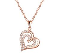 Rafaela Donata Womens Necklace with pendant sterling silver rose gold zirconia white - Size 40cm