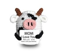 Rafaelle Birthday Gifts for Mother Mommy, New Mom Mother's Day Birthday Gifts for Women, Best I Love You Moms Present from Daughter Son, Small Cute Positive Crochet Cow (Cow mom)