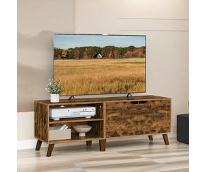 Rafaelo Mobilia 140CM Wide TV Stand Cabinet With Shelves Rustic Brown