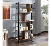 Rafaelo Mobilia 154CM Tall 5 Tier Bookcase With Metal Frame, Brown