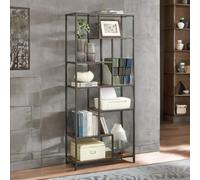 Rafaelo Mobilia 175CM Tall Industrial Bookcase With 6 Tiered Shelves