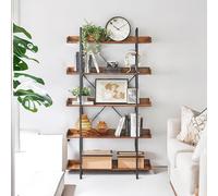 Rafaelo Mobilia 178CM Tall Industrial 5 Tier Rustic Brown Bookcase Rafaelo Mobilia Brown
