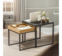 2 Pc Industrial Nesting Tables Living Room Furniture Rafaelo Mobilia Brown One Size