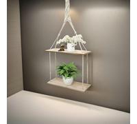 Rafaelo Mobilia 2 Tier Hanging Shelves With Rope Detail