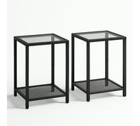 Rafaelo Mobilia 2PC Bedside Nightstand Tables With Metal Frame Black - Metal - Black