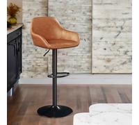 Rafaelo Mobilia 2PC Height Adjustable 360 Faux Leather Swivel Barstools Set Brown Rafaelo Mobilia Brown