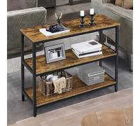Rafaelo Mobilia 3 Tier Console Table For Hallway Rustic Brown