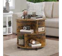 Rafaelo Mobilia 3 Tier Rolling Coffee Table Industrial Rustic in Brown Rafaelo Mobilia Brown