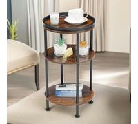 Rafaelo Mobilia 3 Tier Round Coffee Table Rustic Brown