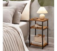 Rafaelo Mobilia 3 Tier Square Side Table With Steel Frame in Brown Rafaelo Mobilia Brown