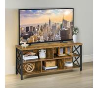 Rafaelo Mobilia 3 Tier TV Stand Unit With Open Shelves Rustic Brown