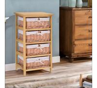Rafaelo Mobilia 4 Drawer Wicker Basket Storage Unit