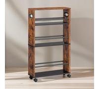 Rafaelo Mobilia 4-Tier Rolling Utility Cart with Handle in Brown Rafaelo Mobilia Brown