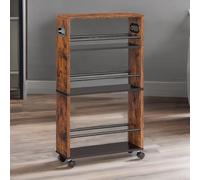 4-Tier Rolling Utility Cart with Handle Rafaelo Mobilia Brown One Size