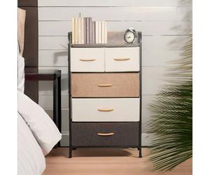Rafaelo Mobilia 5 Fabric Drawer Bedroom Dresser With Large Drawers Brown