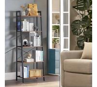 Rafaelo Mobilia 5 Tier Free Standing Ladder Shelf For Living Room Storage Rustic Brown