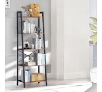 Rafaelo Mobilia 5 Tier Free Standing Ladder Shelf For Living Room Storage Rustic Brown