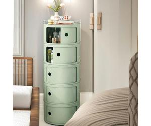 Rafaelo Mobilia 5 Tier Round Bedside Storage Cabinet Green