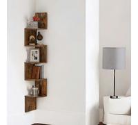 Rafaelo Mobilia 5 Tier Wall Mounted Floating Corner Shelf Rustic Brown Rafaelo Mobilia Brown