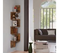 5 Tier Wall Mounted Floating Corner Shelf Rustic Brown Rafaelo Mobilia Brown One Size
