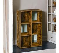 Rafaelo Mobilia 6 Cube Storage Shelf With 9 Compartments Industrial Rustic, Brown