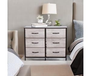 Rafaelo Mobilia 6 Drawer Bedroom Chest With Fabric Drawers in Grey Rafaelo Mobilia Grey