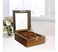 Rafaelo Mobilia 6 Slot Watch Lockable Storage Box in Brown Rafaelo Mobilia Brown