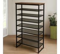 Rafaelo Mobilia 8-Tier Shoe Rack With Detachable Mesh - Rustic Brown - Rustic Brown - Manufactured Wood