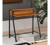 Rafaelo Mobilia 84CM Walnut Wide Computer Desk With Metal Frame, Brown