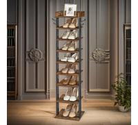 Rafaelo Mobilia 9 Tier Shoe Rack Narrow Brown