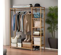 Rafaelo Mobilia Bamboo Clothes Rail With 5 Shelves in Light Brown Rafaelo Mobilia Light Brown