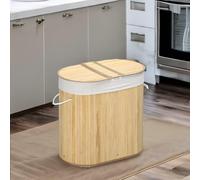 Rafaelo Mobilia Bamboo Double Laundry Basket With Lid & Removable Lining in Natural Rafaelo Mobilia Natural