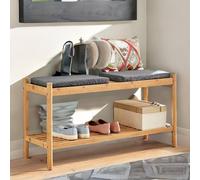 Rafaelo Mobilia Bamboo Shoe Storage Bench With 2 Cushioned Seat in Natural Rafaelo Mobilia Natural