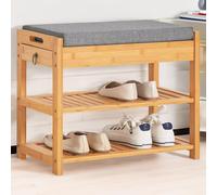 Rafaelo Mobilia Bamboo Shoe Storage Bench With Hidden Drawer & Cushioned Seat in Brown Rafaelo Mobilia Brown